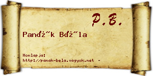 Panák Béla névjegykártya